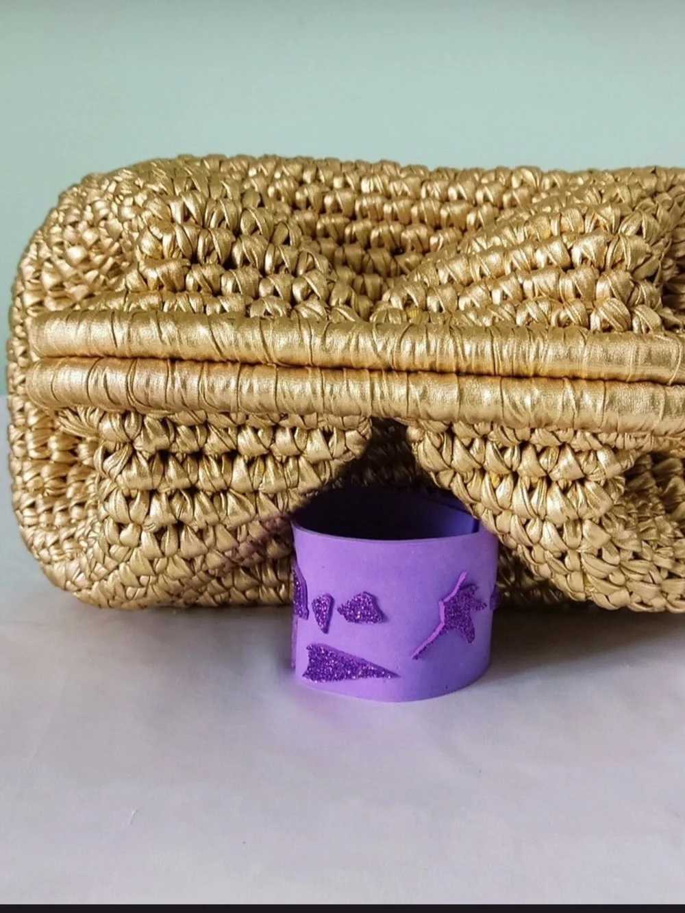 Gold Woven Top-Handle Women’s Bag